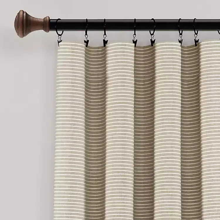 Kirklands Home Curtains & Drapes|Linen Button and Stripe Curtain Panel Set, 84 in.