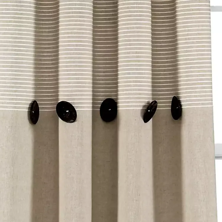 Kirklands Home Curtains & Drapes|Linen Button and Stripe Curtain Panel Set, 84 in.