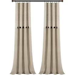 Kirklands Home Curtains & Drapes|Linen Button and Stripe Curtain Panel Set, 84 in.
