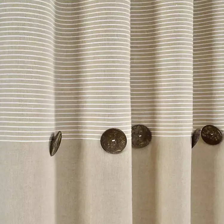 Kirklands Home Curtains & Drapes|Linen Button and Stripe Curtain Panel Set, 95 in.