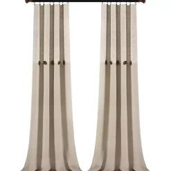 Kirklands Home Curtains & Drapes|Linen Button and Stripe Curtain Panel Set, 95 in.