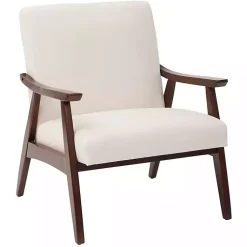 Kirklands Home Accent Chairs|Linen Mid-Century Desmond Accent Chair White