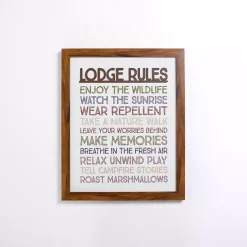 Kirklands Home Wall Quotes & Signs|Lodge Rules Framed Wall Plaque