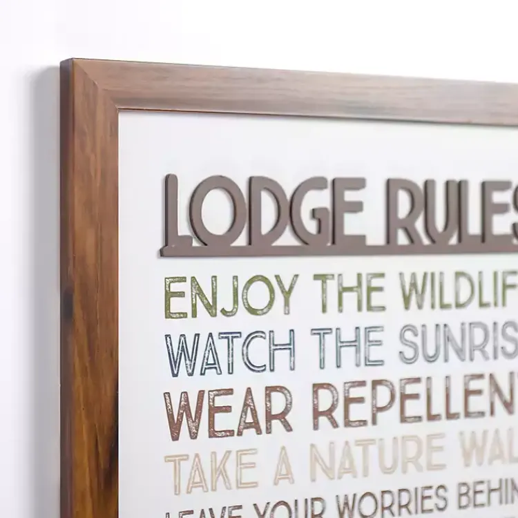 Kirklands Home Wall Quotes & Signs|Lodge Rules Framed Wall Plaque
