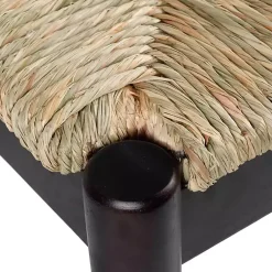 Kirklands Home Benches & Ottomans|Lola Seagrass and Wood Bench Black