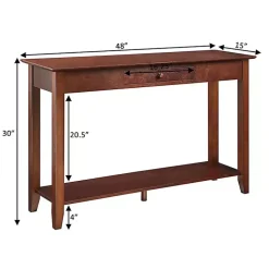 Kirklands Home Console Tables|Long Single Drawer Console Table Brown