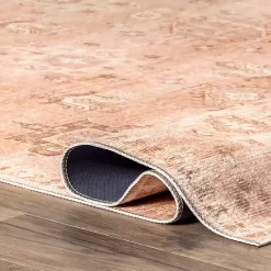 Kirklands Home Area Rugs|Lottie Peach Vintage Washable Area Rug, 5x8 Orange