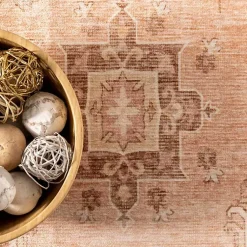 Kirklands Home Area Rugs|Lottie Peach Vintage Washable Area Rug, 5x8 Orange