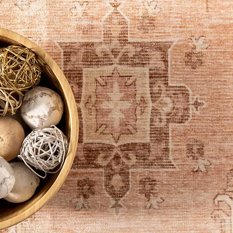 Kirklands Home Area Rugs|Lottie Peach Vintage Washable Area Rug, 5x8 Orange