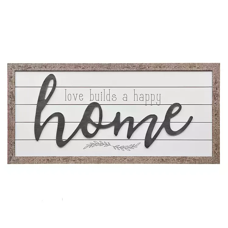 Kirklands Home Wall Quotes & Signs|Love Builds a Happy Home Printed Wall Art Gray
