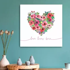 New Love Lives Here Heart Valentine's Canvas Art Print Valentines Day Decorations