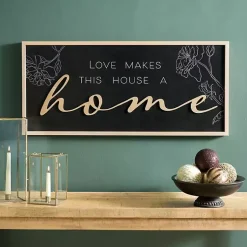 Kirklands Home Wall Quotes & Signs|Love Makes This House a Home Wall Plaque Black