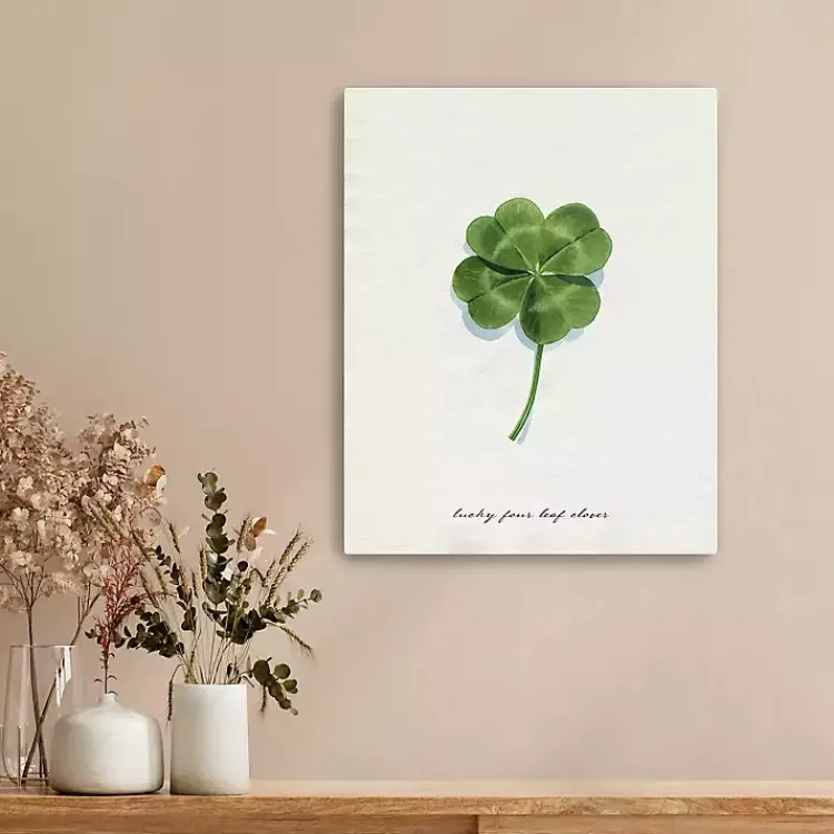 Lucky Four Leaf Clover Canvas Art Print St Patricks Day Decorations
