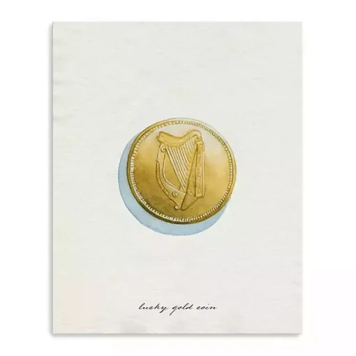 Clearance Lucky Gold Coin Canvas Art Print St Patricks Day Decorations