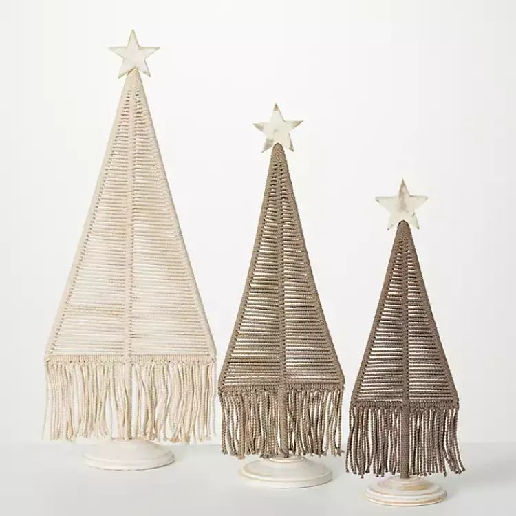 Outlet Macrame Woven 3-pc. Tree Figurine Set Christmas Decorations