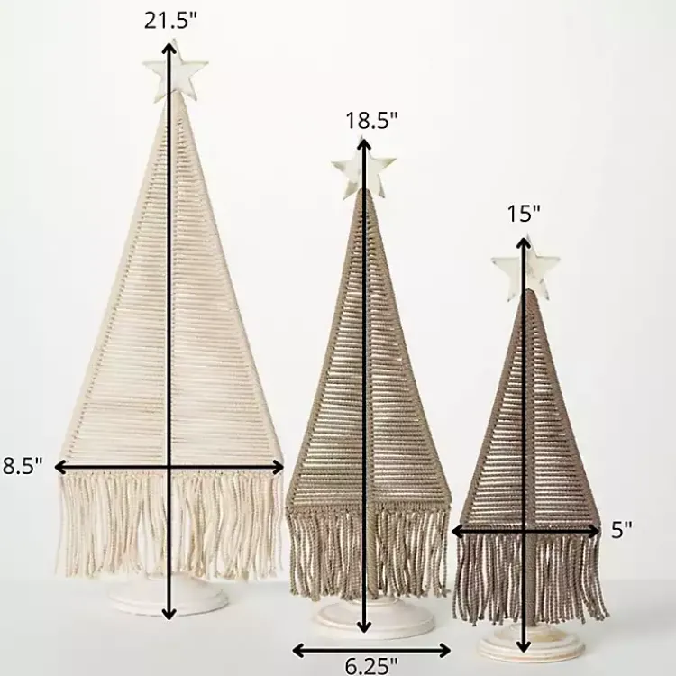 Outlet Macrame Woven 3-pc. Tree Figurine Set Christmas Decorations