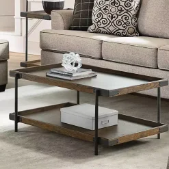 Kirklands Home Coffee Tables|Mahogany Oak Wood Tray Top Coffee Table Brown