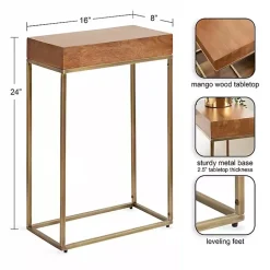 Kirklands Home Accent & End Tables|Mango Wood & Slim Karlsen Accent Table Gold
