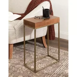 Kirklands Home Accent & End Tables|Mango Wood & Slim Karlsen Accent Table Gold