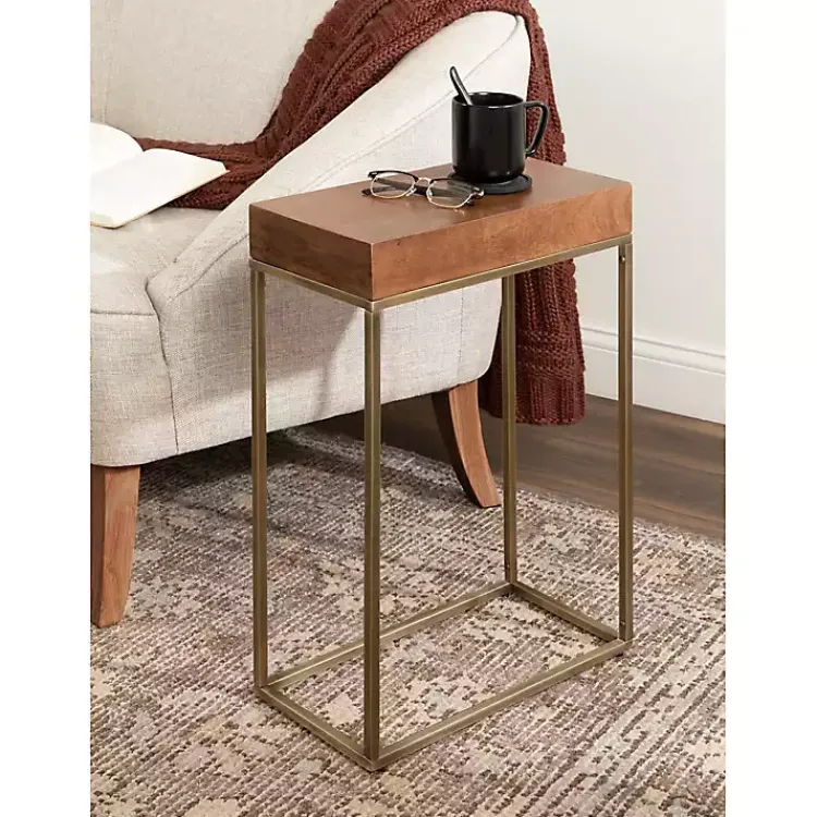 Kirklands Home Accent & End Tables|Mango Wood & Slim Karlsen Accent Table Gold