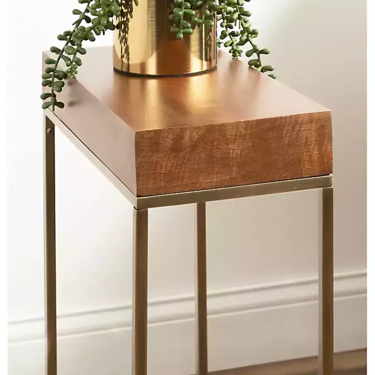 Kirklands Home Accent & End Tables|Mango Wood & Slim Karlsen Accent Table Gold