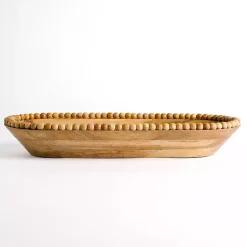 Discount Mango Wood Beaded Oval Bowl, 12x26 Decorative Bowls & Jars