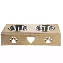 Kirklands Home Pet Dishes & Canisters|Mango Wood Heart Cutout Dog Bowl