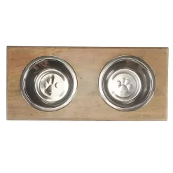 Kirklands Home Pet Dishes & Canisters|Mango Wood Heart Cutout Dog Bowl