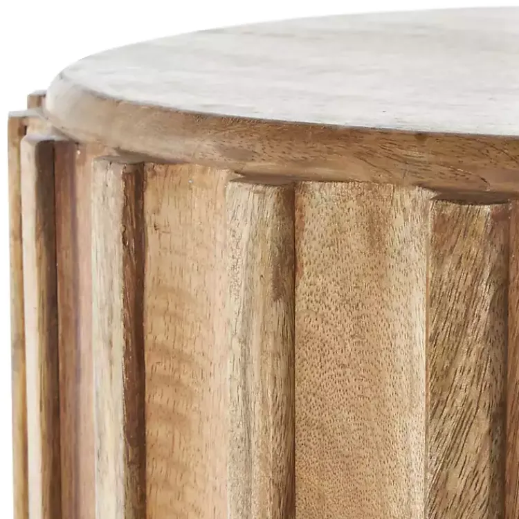 Kirklands Home Accent & End Tables|Mango Wood Ridged Drum Accent Table Brown