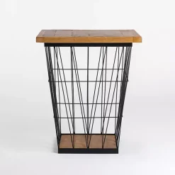 Kirklands Home Accent & End Tables|Mango Wood Storage Basket Side Table