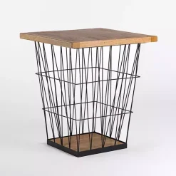 Kirklands Home Accent & End Tables|Mango Wood Storage Basket Side Table