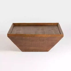 Kirklands Home Coffee Tables|Mango Wood Walnut Angled Square Coffee Table Brown