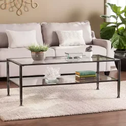 Kirklands Home Coffee Tables|Mara Glass and Metal Coffee Table Black