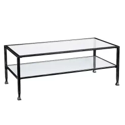 Kirklands Home Coffee Tables|Mara Glass and Metal Coffee Table Black