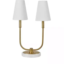 Kirklands Home Table Lamps|Marble and Gold Twin Shade Table Lamp White