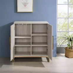Kirklands Home Cabinets & Sideboards|Marble Finish Gold Handle Storage Cabinet