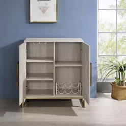Kirklands Home Cabinets & Sideboards|Marble Finish Gold Handle Storage Cabinet