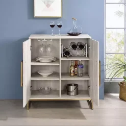 Kirklands Home Cabinets & Sideboards|Marble Finish Gold Handle Storage Cabinet