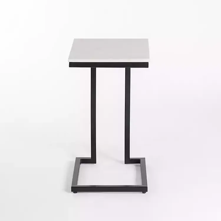 Kirklands Home Accent & End Tables|Marble Modern Black Metal C-Table White