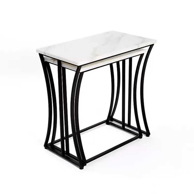 Kirklands Home Accent & End Tables|Marble Nesting Accent Tables, Set of 2 White