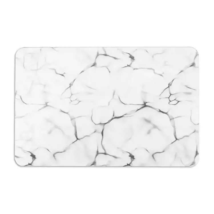 Kirklands Home Bathroom Rugs|Marble Stone Bath Mat White