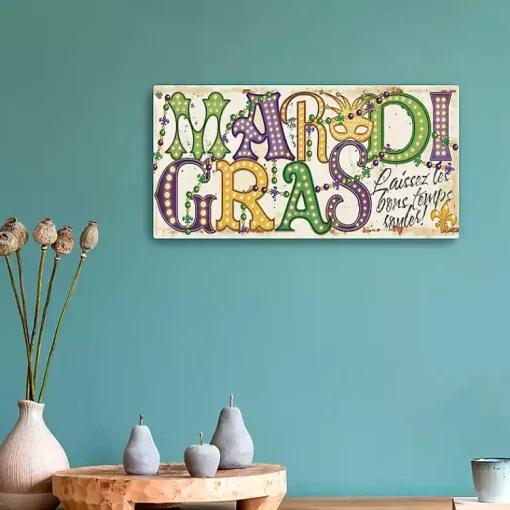 Hot Mardi Gras Mask Canvas Art Print, 20x10 in. Mardi Gras Decorations