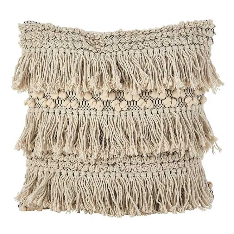 Clearance Mari Moroccan Fringe Chunky Knit Pillow Pillows