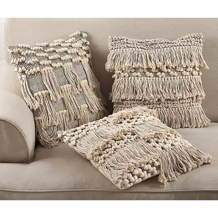 Clearance Mari Moroccan Fringe Chunky Knit Pillow Pillows