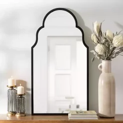 Kirklands Home Decorative Mirrors|Maria Metal Arch Wall Mirror Black