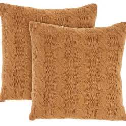Outlet Marigold Cable Knit Throw Pillows, Set of 2 Pillows
