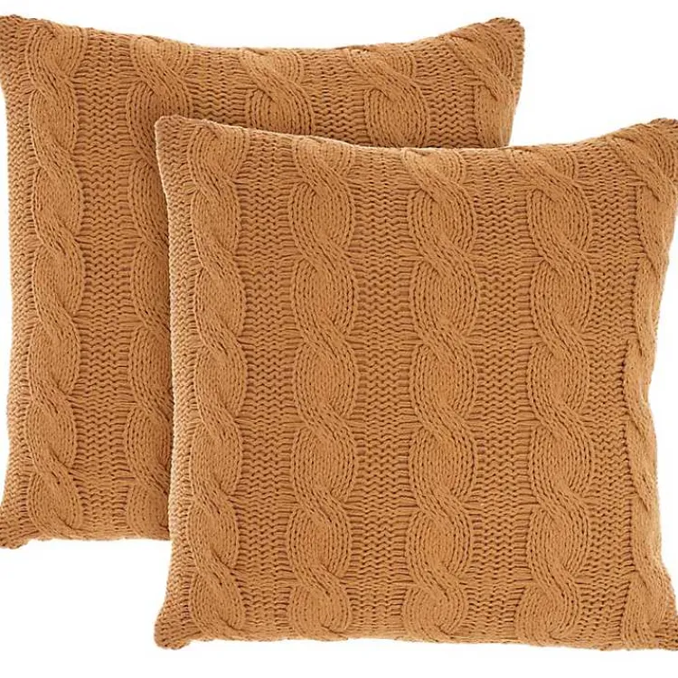 Outlet Marigold Cable Knit Throw Pillows, Set of 2 Pillows