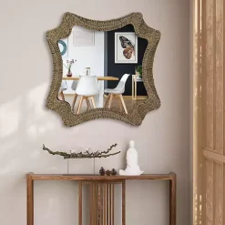 Kirklands Home Decorative Mirrors|Marley Natural Woven Rope Wall Mirror