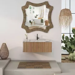 Kirklands Home Decorative Mirrors|Marley Natural Woven Rope Wall Mirror