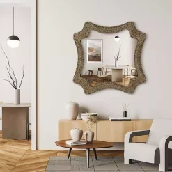 Kirklands Home Decorative Mirrors|Marley Natural Woven Rope Wall Mirror